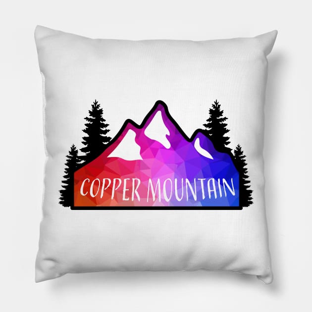 Geometric Colorful Mountain Copper Mountain, Colorado Pillow by KlehmInTime