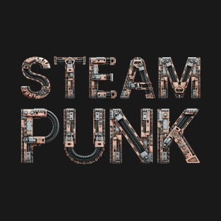 Steampunk - Metal Machinery Parts Decorated Text T-Shirt