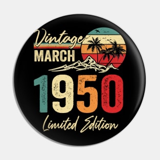 march vintage 1950 birthday Pin