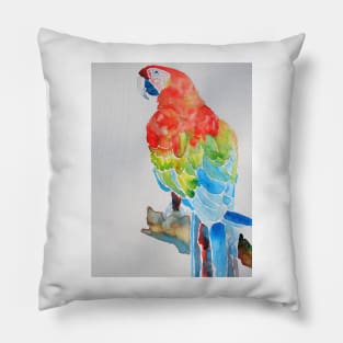 Macaw Watercolor Painting Pillow