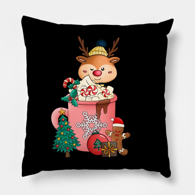 Cute and Lovely Animals with Christmas Vibes Pillow by Gomqes