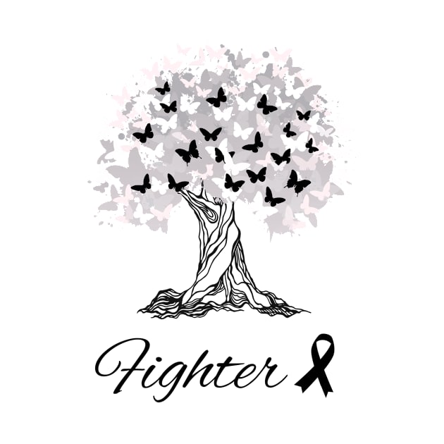 Raising Support & Awareness Fighter Tree With Butterflies by MerchAndrey