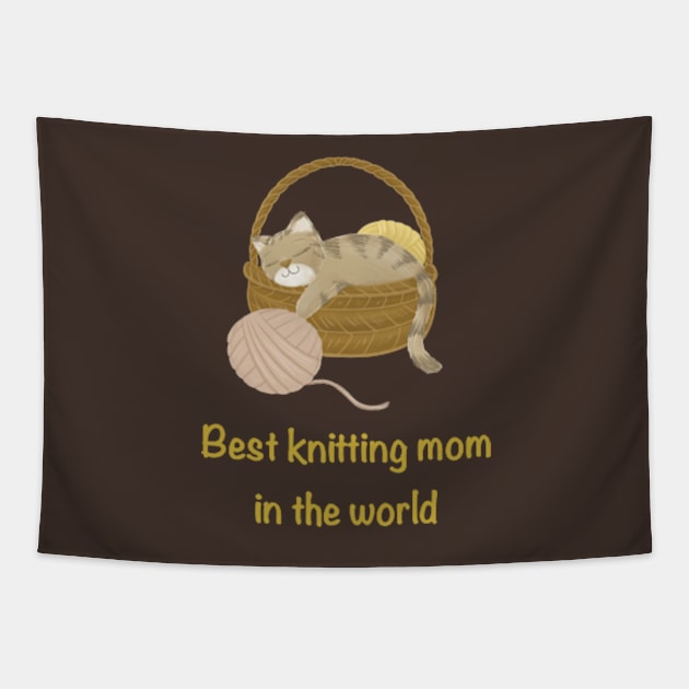 Best knitting mom in the world cat Tapestry by AbbyCatAtelier