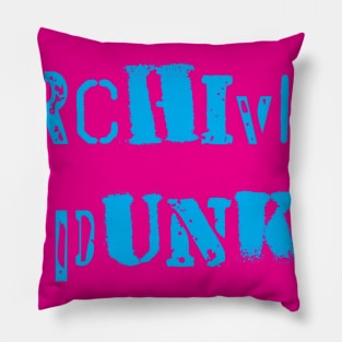 Archivist Punk Cyan Pillow