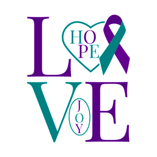 Purple and Teal Awareness Ribbon T-Shirt