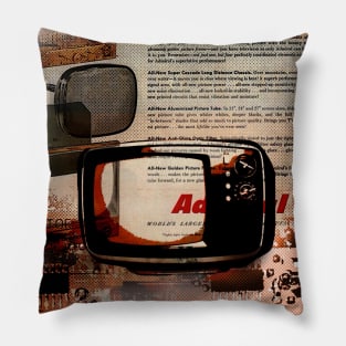 1980s dark academia geeky tech Retro Vintage TV television Pillow