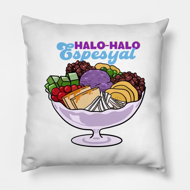 UBE HALO-HALO FILIPINO DESSERT Pillow by Aydapadi Studio