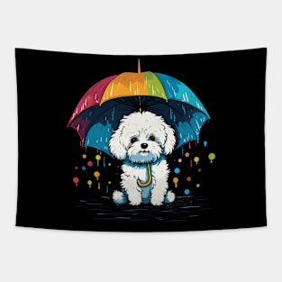 Bichon Frise Rainy Day With Umbrella Tapestry