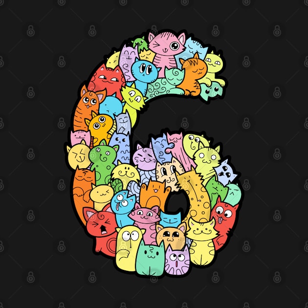 Number 6 six - Funny and Colorful Cute Monster Creatures by funwithletters