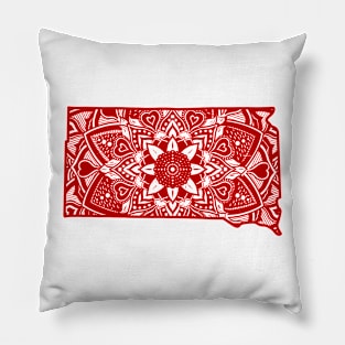 Red South Dakota State Gift Mandala Yoga SD Art Pillow