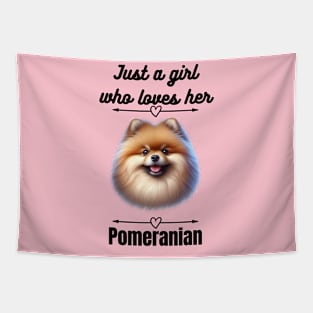 Just a Girl Who Loves Her Pomeranian, Black Text Tapestry