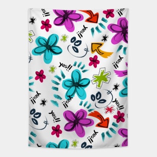 Neon colors floral Tapestry