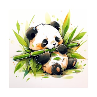 Cute Adorable Kawaii Baby Panda Eating Bamboo T-Shirt