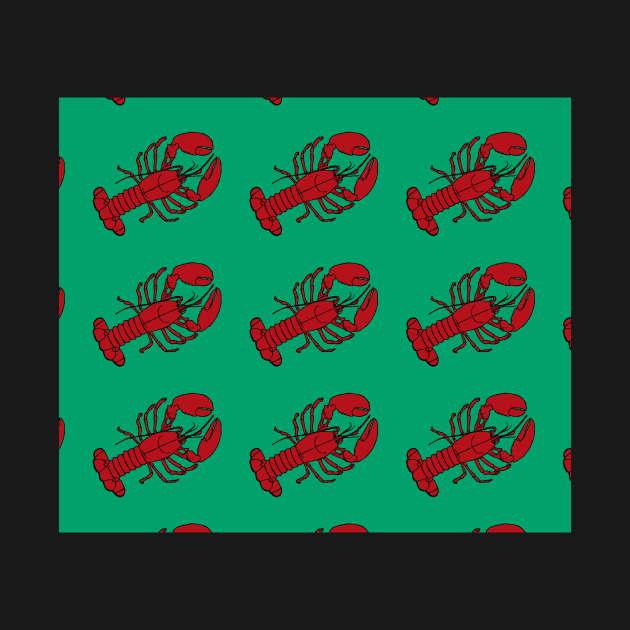 Red Lobsters on Green Background Lobster Sea Life Animal Boat Life by gillys