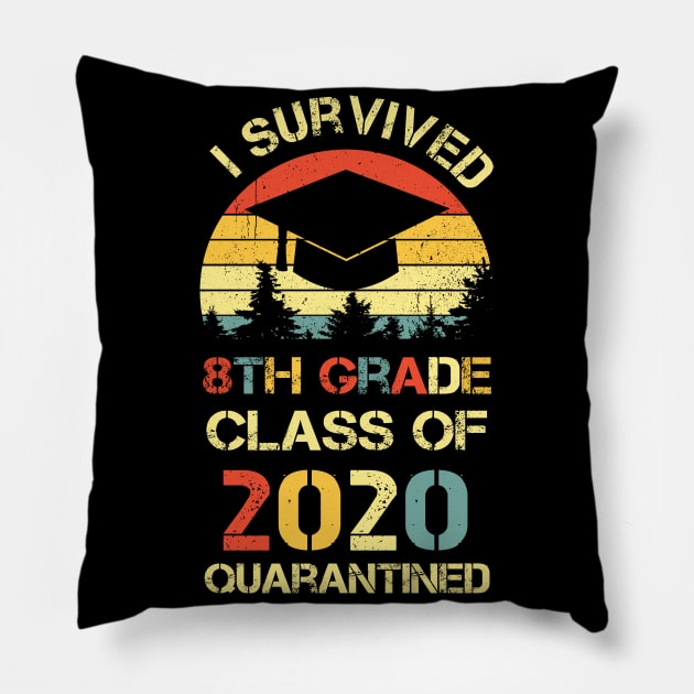 I Survived 8th Grade Funny Quarantine Graduation Pillow by Felix Rivera