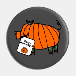 Pumpkin Pig with Halloween Horror Greeting Pin