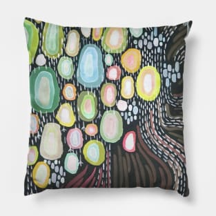 Rainy night (kiwi green on black) Pillow