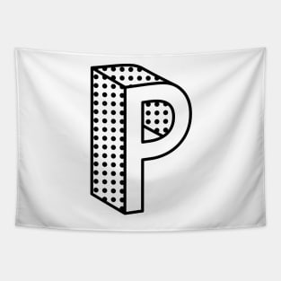 3D Ben Day Dot Isometric Letter P Tapestry