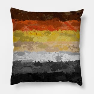 Abstract Paint Splatter Gay Bear Pride Flag Pattern Pillow