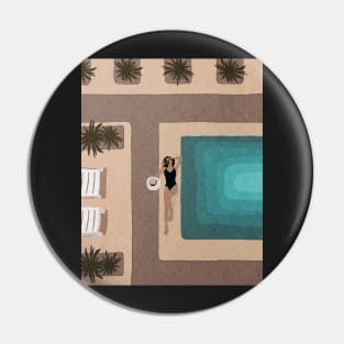 Girl near the swimming pool, Summer time Pin