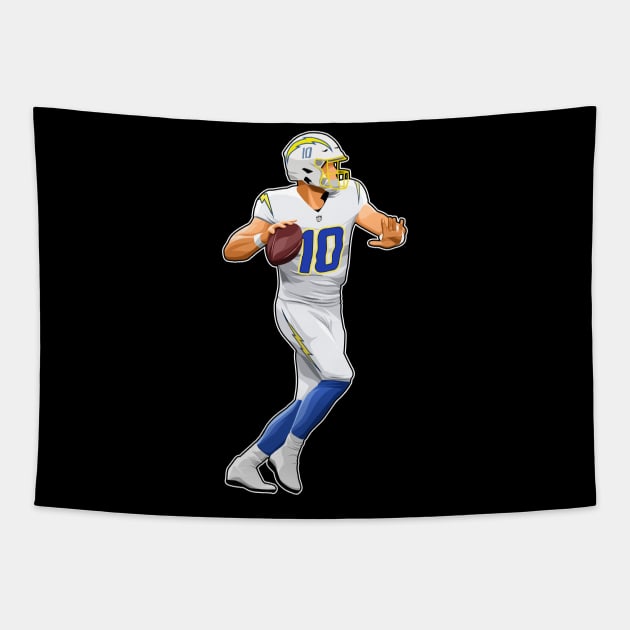 Justin Herbert Drop Back Tapestry by RunAndGow