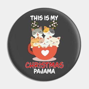 This Is My Christmas Pajama Cats In Cup Family Matching Christmas Pajama Costume Gift Pin