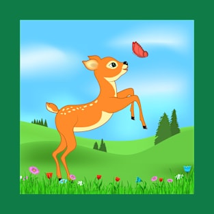 Baby deer and butterfly T-Shirt