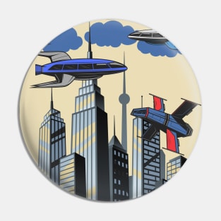 Retro Vintage Comic Spaceship Pin