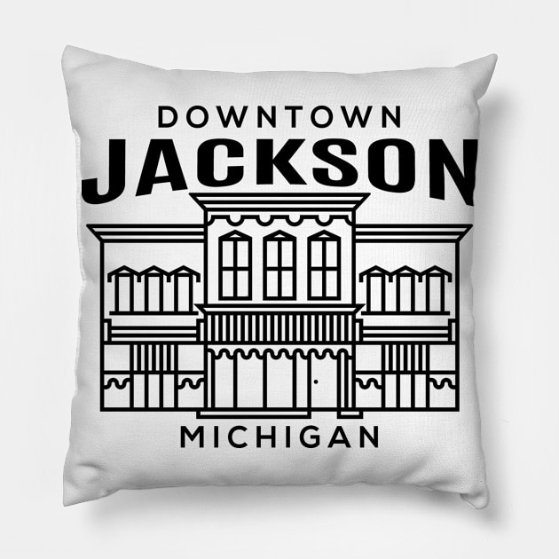 Downtown Jackson MI Pillow by HalpinDesign