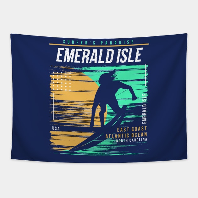 Retro Surfing Emerald Isle, North Carolina // Vintage Surfer Beach // Surfer's Paradise Tapestry by Now Boarding