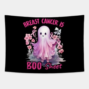 Breast Cancer Is Boo Sheet Halloween Breast Cancer Awareness graphic Tapestry