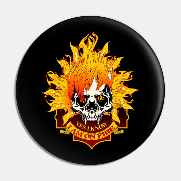 Skull - HellFire Skull Pin by Wear & Cheer