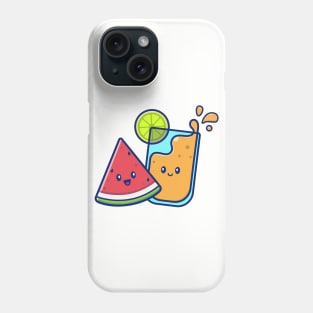 Cute Lemon Juice With Cute Watermelon Cartoon Phone Case