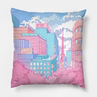 The  pastel Tokyo cityscape Pillow