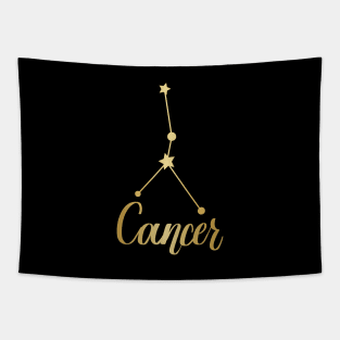 Cancer Zodiac Constellation in Gold - Black Tapestry