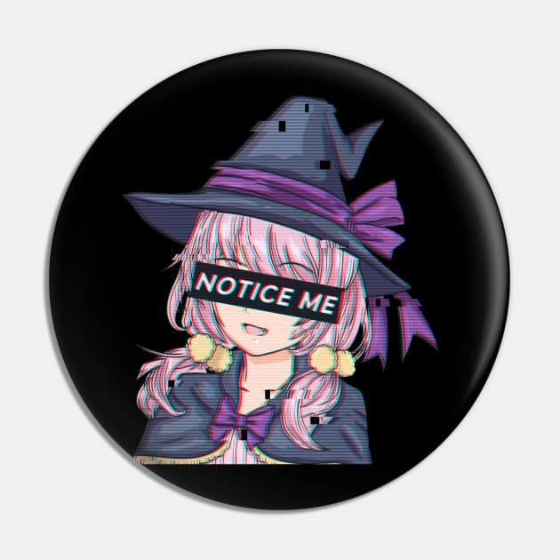 Notice Me - Japanese Chibi Anime Witchcraft Gift Pin by biNutz