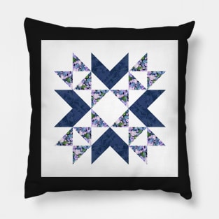 Traditional vintage quilt block pattern blue Pillow
