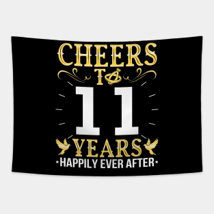 Cheers To 11 Years Happily Ever After Married Wedding Tapestry