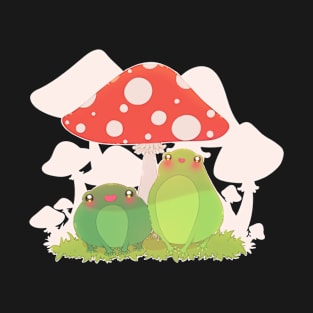 Adorable Frogs Chilling Under Mushroom Umbrella T-Shirt