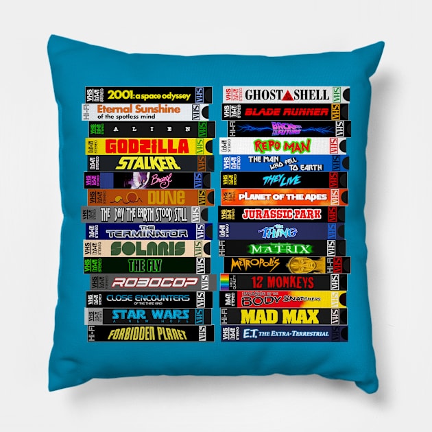 Science Fiction / Sci Fi VHS Movie Stack Pillow by darklordpug