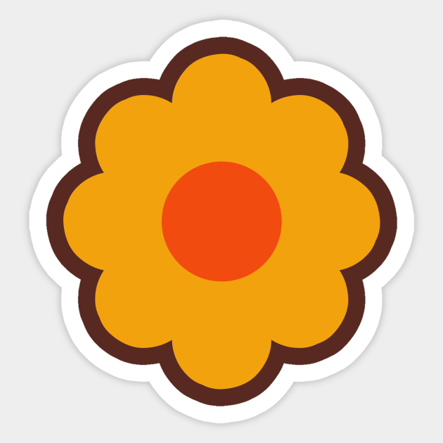 Groovy Yellow 60s Retro Vintage Daisy Flower Pattern on earth brown - Flower Power Design - Sticker | TeePublic Groovy Yellow 60s Retro Vintage Daisy Flower Pattern on earth brown - Flower Power Design - Sticker | TeePublic