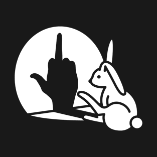 Funny rabbit shadow hand middle finger sign the finger bunny T-Shirt