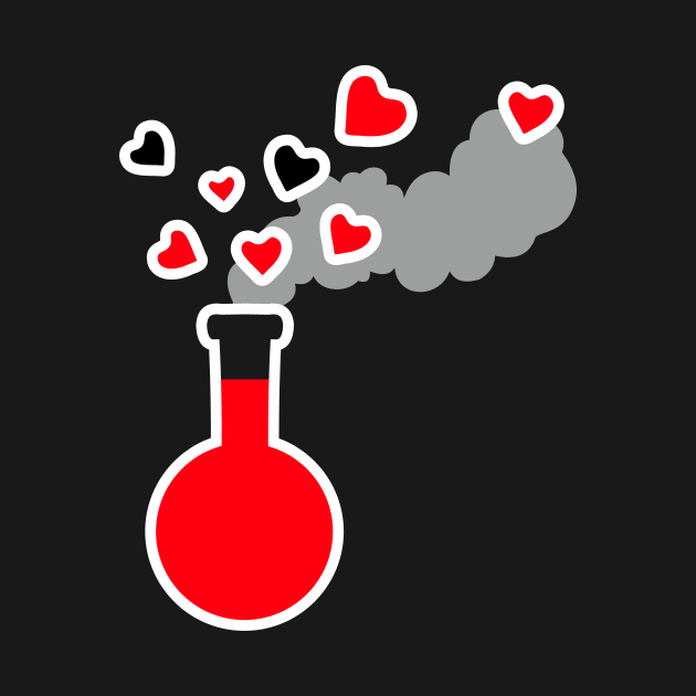 Elixir of Love - Red Potion Laboratory Flask with Hearts by XOOXOO