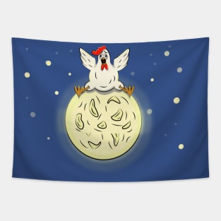 crazy chicken in space Tapestry