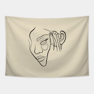 Woman Face One Line Tapestry