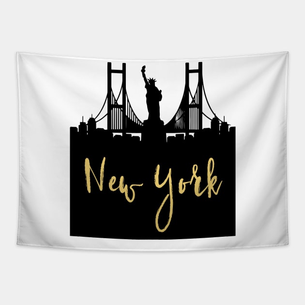 NEW YORK CITY NEW YORK DESIGNER SILHOUETTE SKYLINE ART Tapestry by deificusArt