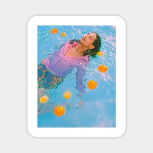 relaxing on the beach ,relaxation blue water swiming pool beach orange in water Magnet