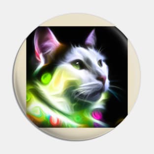 Neon Cat Portrait Pin