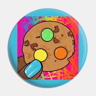 Psychedelic colorful chocolate chip cookie Pin