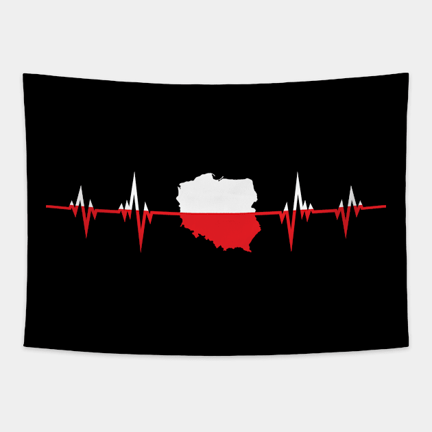 Heartbeat Design Polish Flag Poland Tapestry by MGS